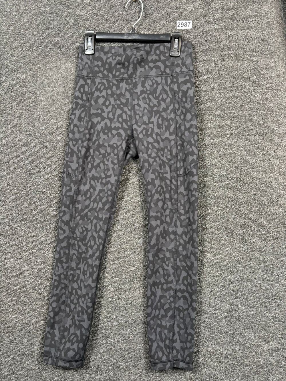Lululemon Wunder Under Crop Leggings Womens Size 4 Gray Camo Athleisure Yoga